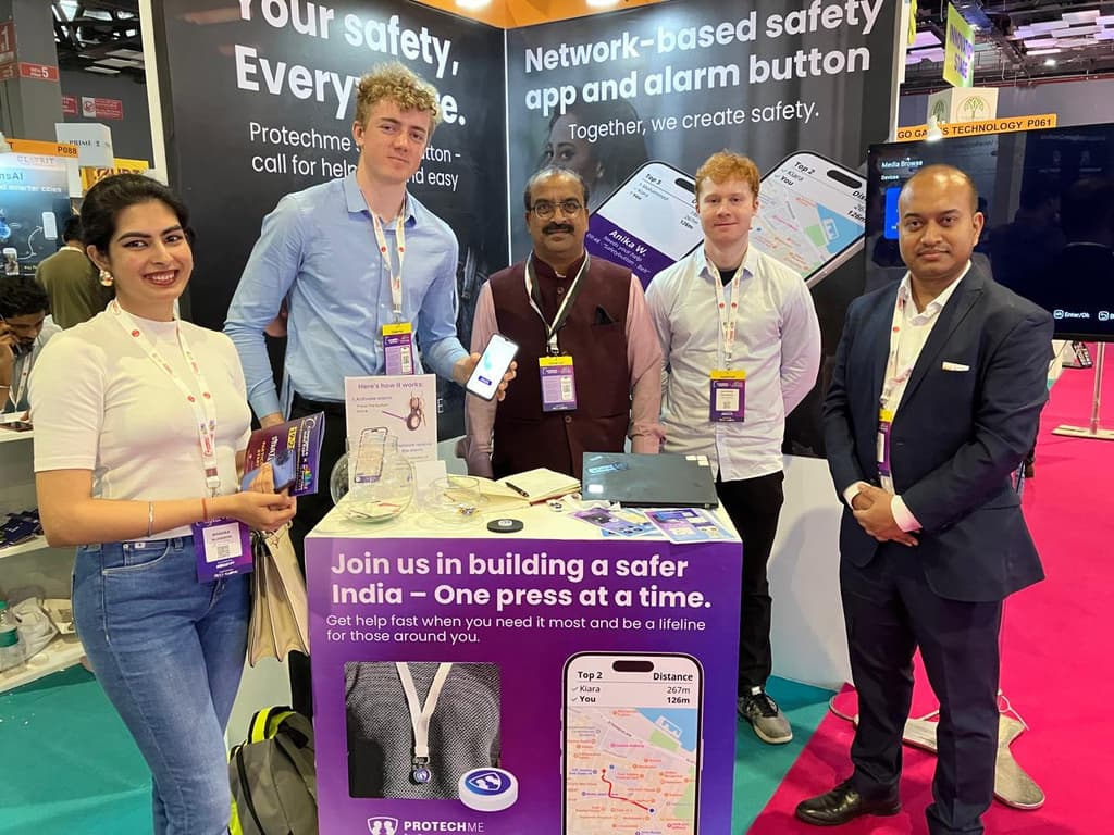 ProTechMe team with Mr. Naidu at the Convergence Expo, New Delhi